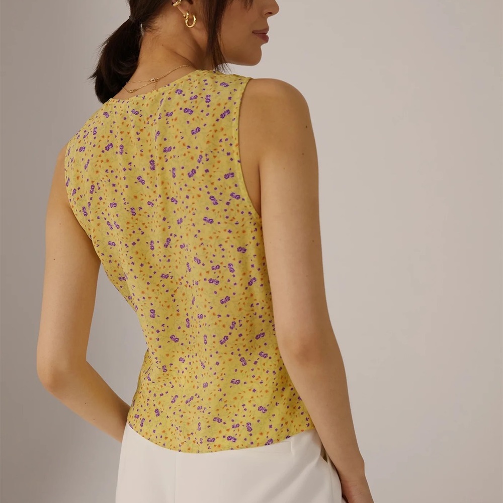 NWT Favorite Daughter The Gwen Top Tie Front Sleeveless Silk Blouse - Picture 7 of 16